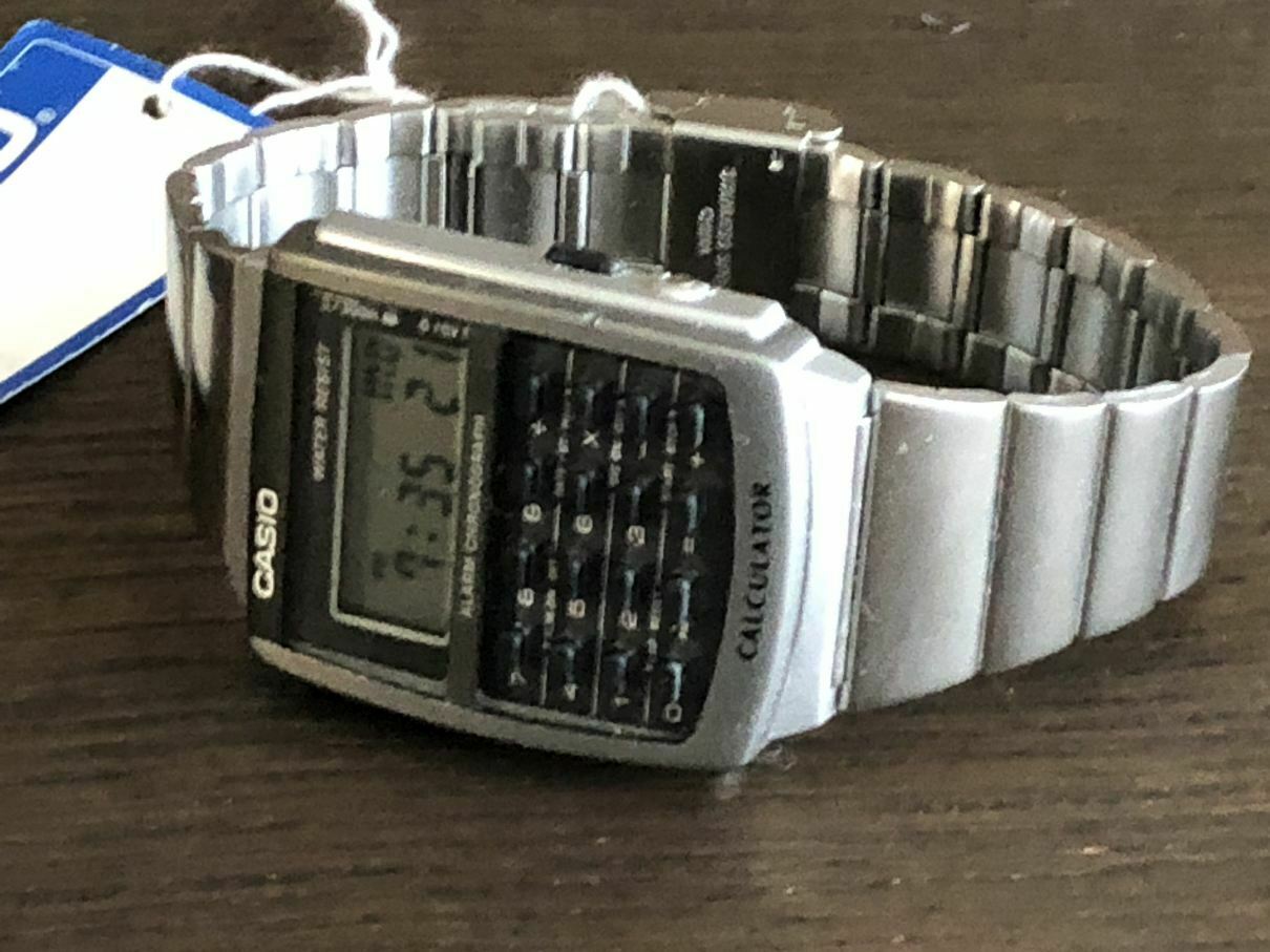 New Casio Digital Calculator Metal Silver Band Watch Water Resistant  CA506-1