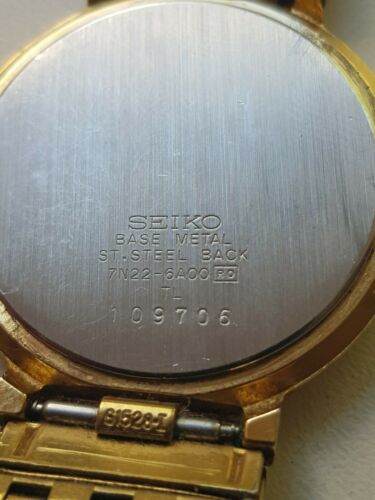 MENS VINTAGE SEIKO QUARTZ WATCH GOLD LINK BRACELET 7N22-6A00 GWO