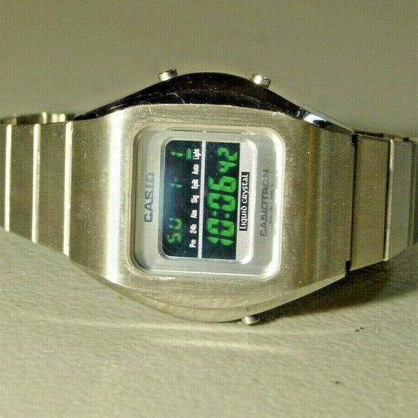 RARE RETRO REPRO CASIO CASIOTRON TRN 110 GREEN LCD WATCH