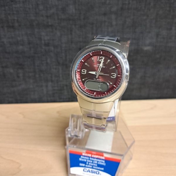 CASIO WVA-106HA Quartz Watch 3747 Men Wave Ceptor Analog Digital Red ...