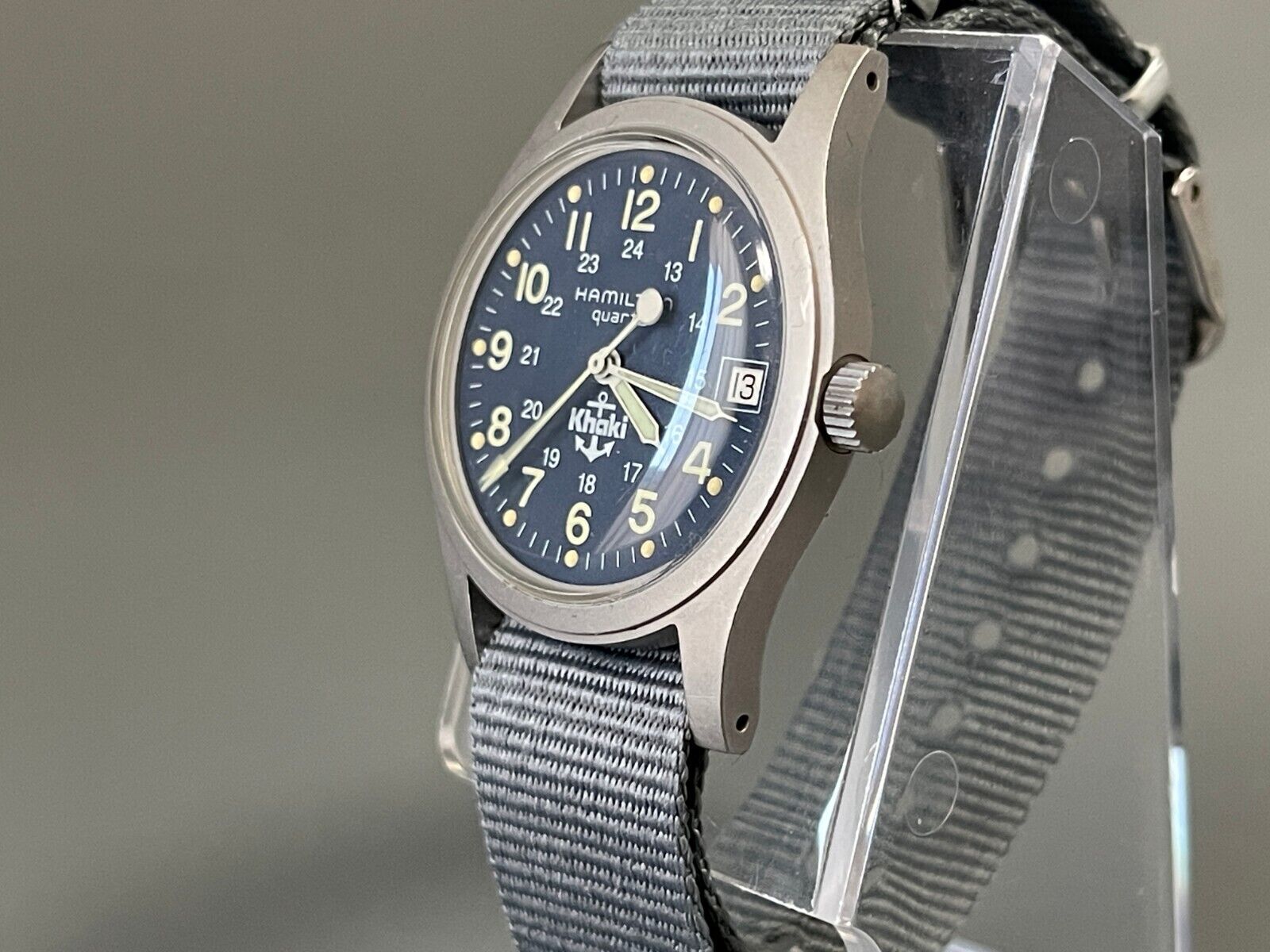 0 カーキ ハミルトン クオーツ USED ネイビー文字盤 - 33mm ブラック 