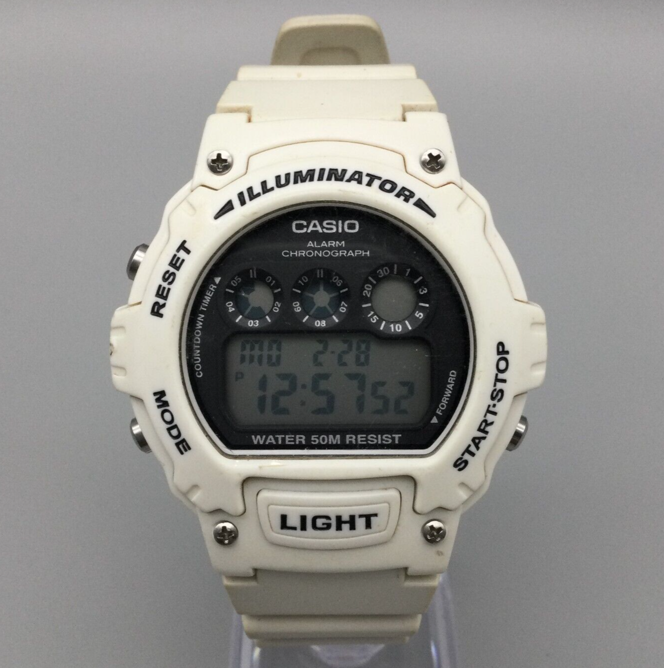 Casio Illuminator Digital Watch Men White Alarm Chronograph Tone