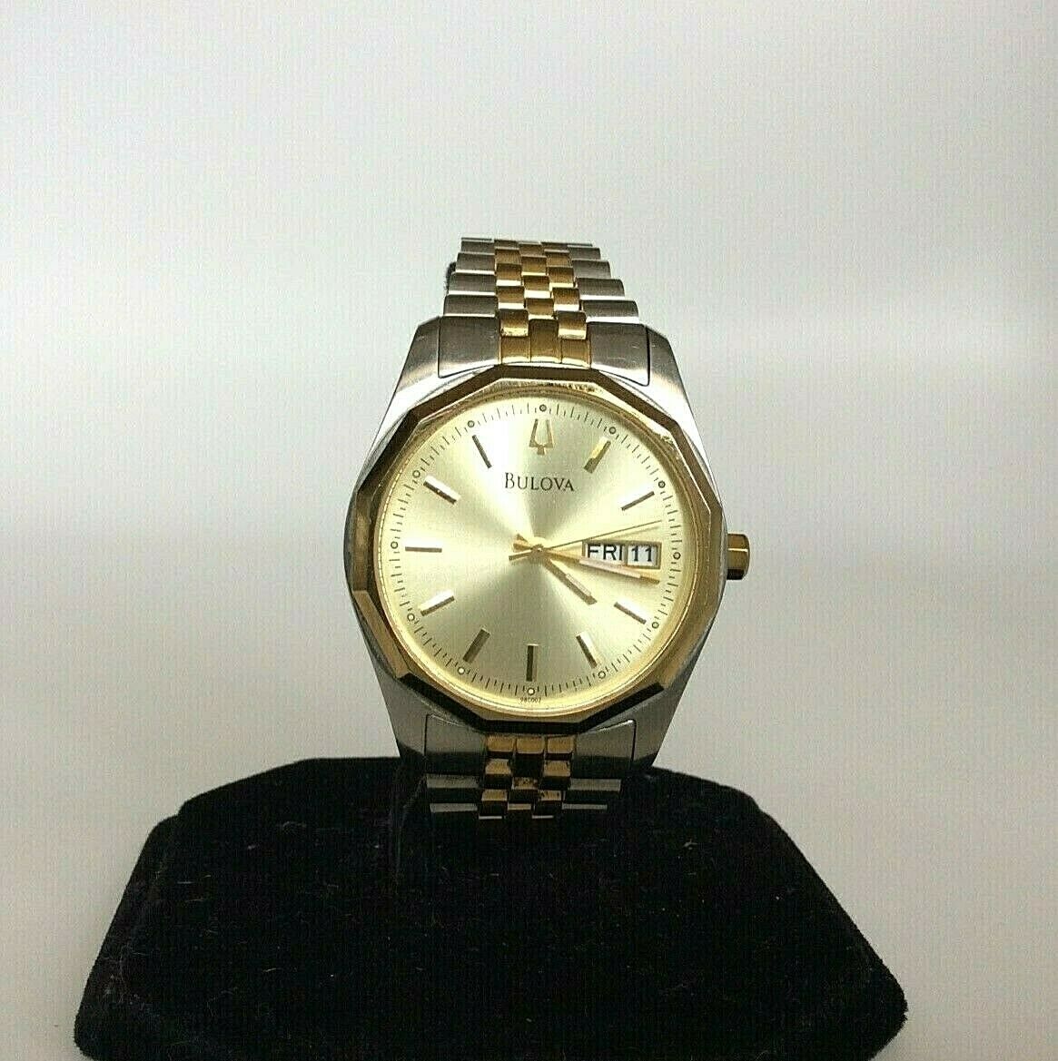 Bulova Men's Quartz Day Date Gold & Stainless Watch C9671328