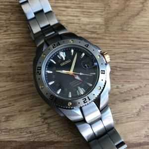 Seiko Perpetual Calendar GMT Titanium Watch 8F56-0080 - SLT046