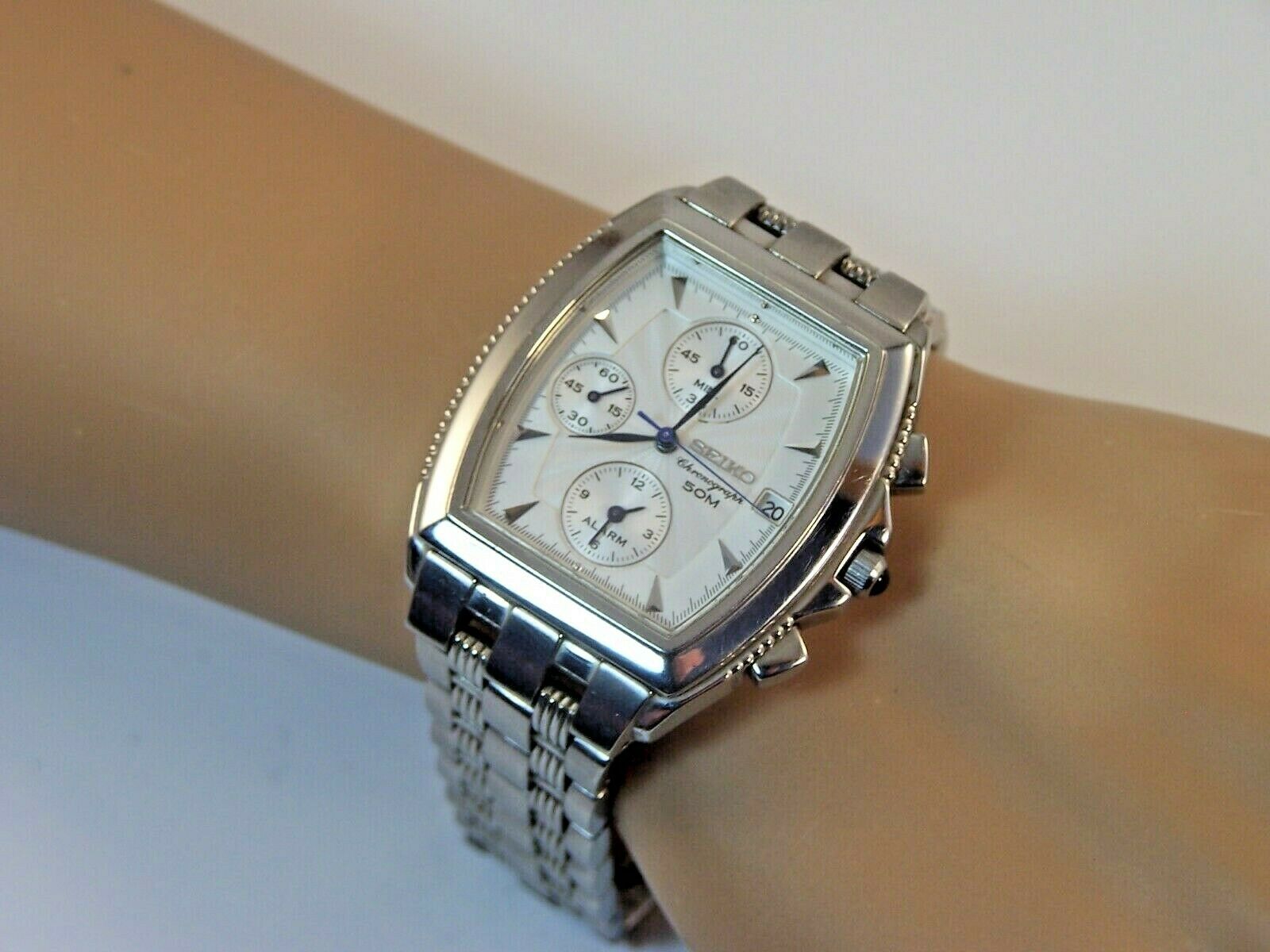 Men's Seiko Chronograph 7T62-0MF0 50M S/S Sapphire Crystal