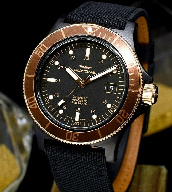 Glycine Combat Sub Automatic 42mm Golden Eye GL0093 Brand