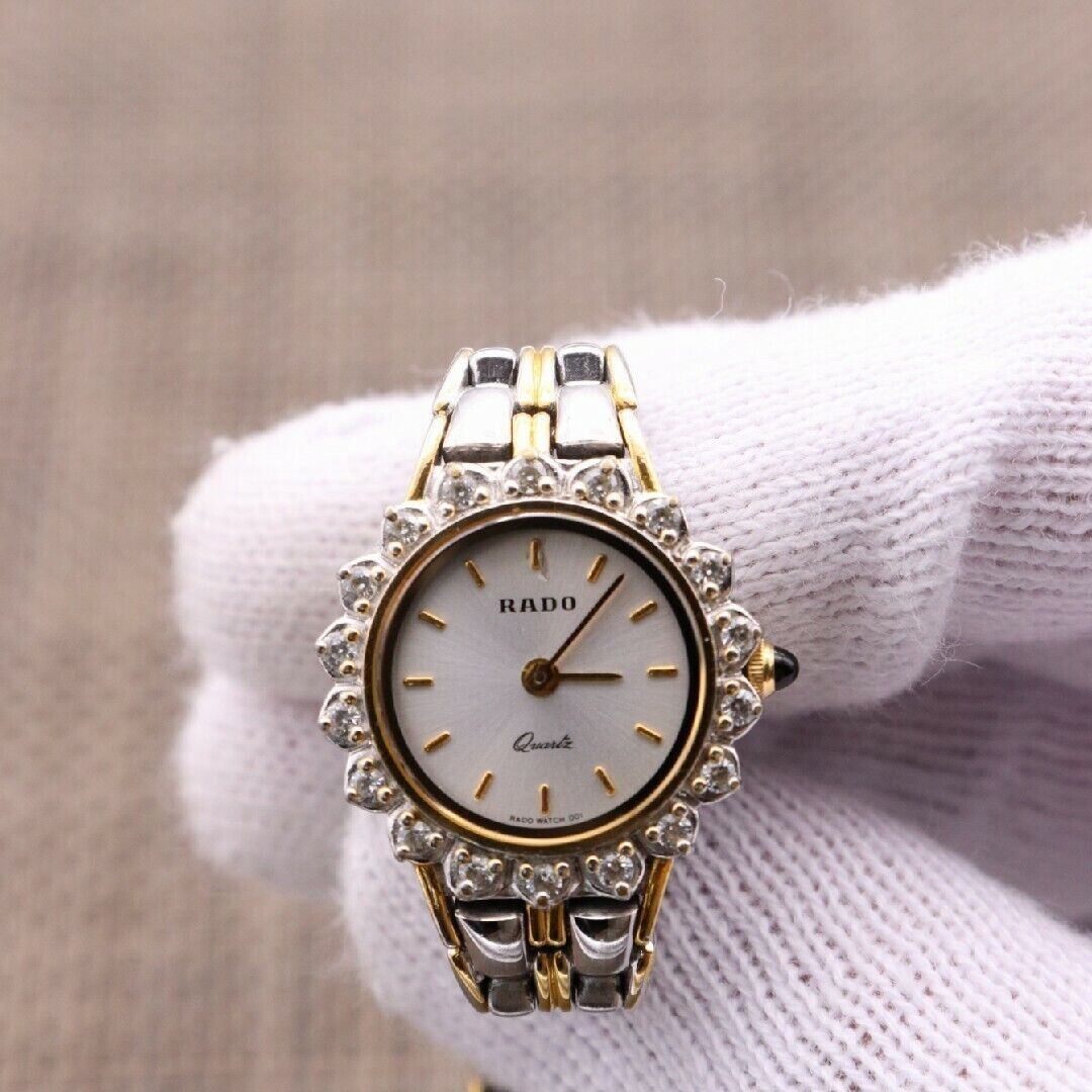美品 ラドー 133.9700.2 ラインストーン コンビ 新品電池 RADO Rado 133.9700.2 Watch Quartz 20mm Women's White Dial Swiss Made