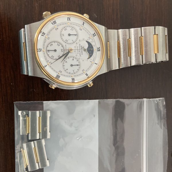 EXC 4] SEIKO 7A48-7010 cronografo con fasi lunari raro orologio da