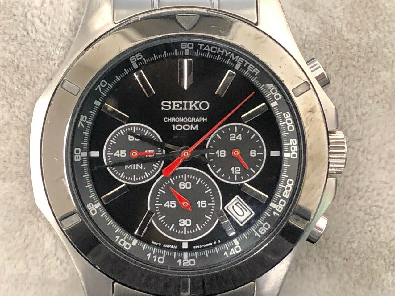 Men's Seiko Chronograph 100M 6T63-00G0 Silver Tone Date