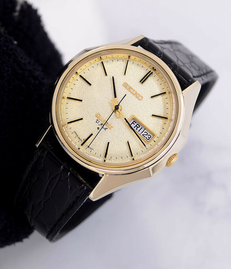 VINTAGE SEIKO QUARTZ U.F.A 3823-7040 DAY&DATE YELLOW GOLD