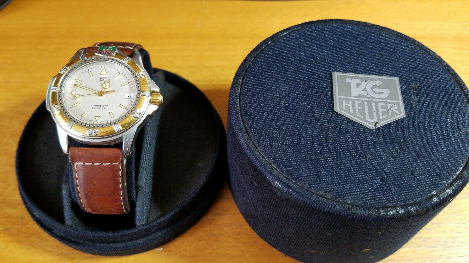 Tag Heuer 995 706k Professional Two Tone Brown Leather Men s Watch