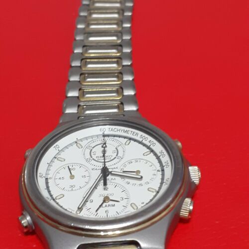 SEIKO 7T44 6A00 TITANIUM CHRONOGRAPH ALARM WATCH IN GREAT