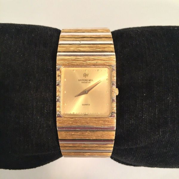 [鑑定済] RAYMOND WEIL QUARTS 18K GOLD 腕時計 RAYMOND WEIL Geneva 18k Gold Plated Two Tone 9056 Quartz