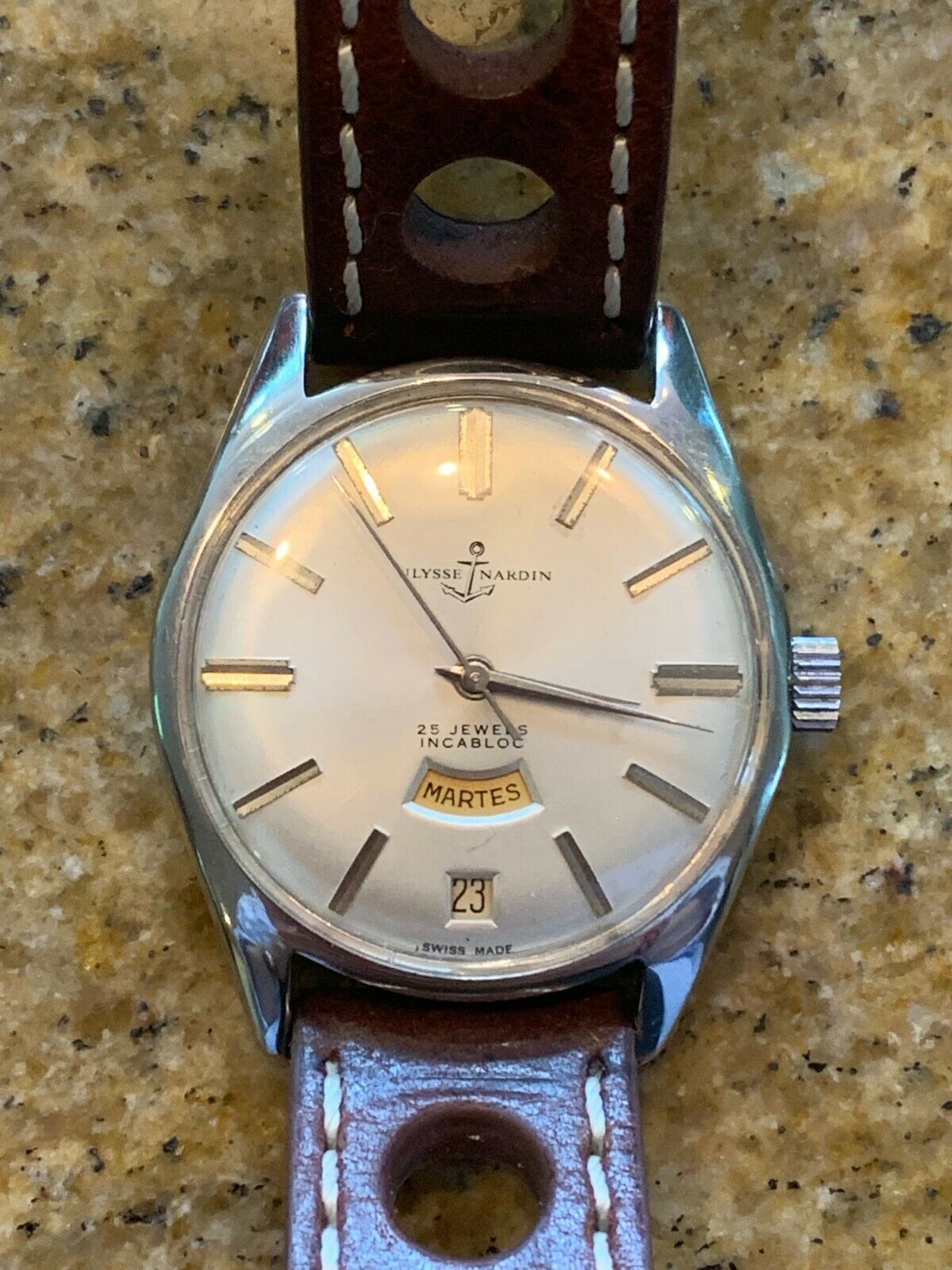 Ulysse Nardin Vintage Day Date Automatic Watch Keeping Time Rare