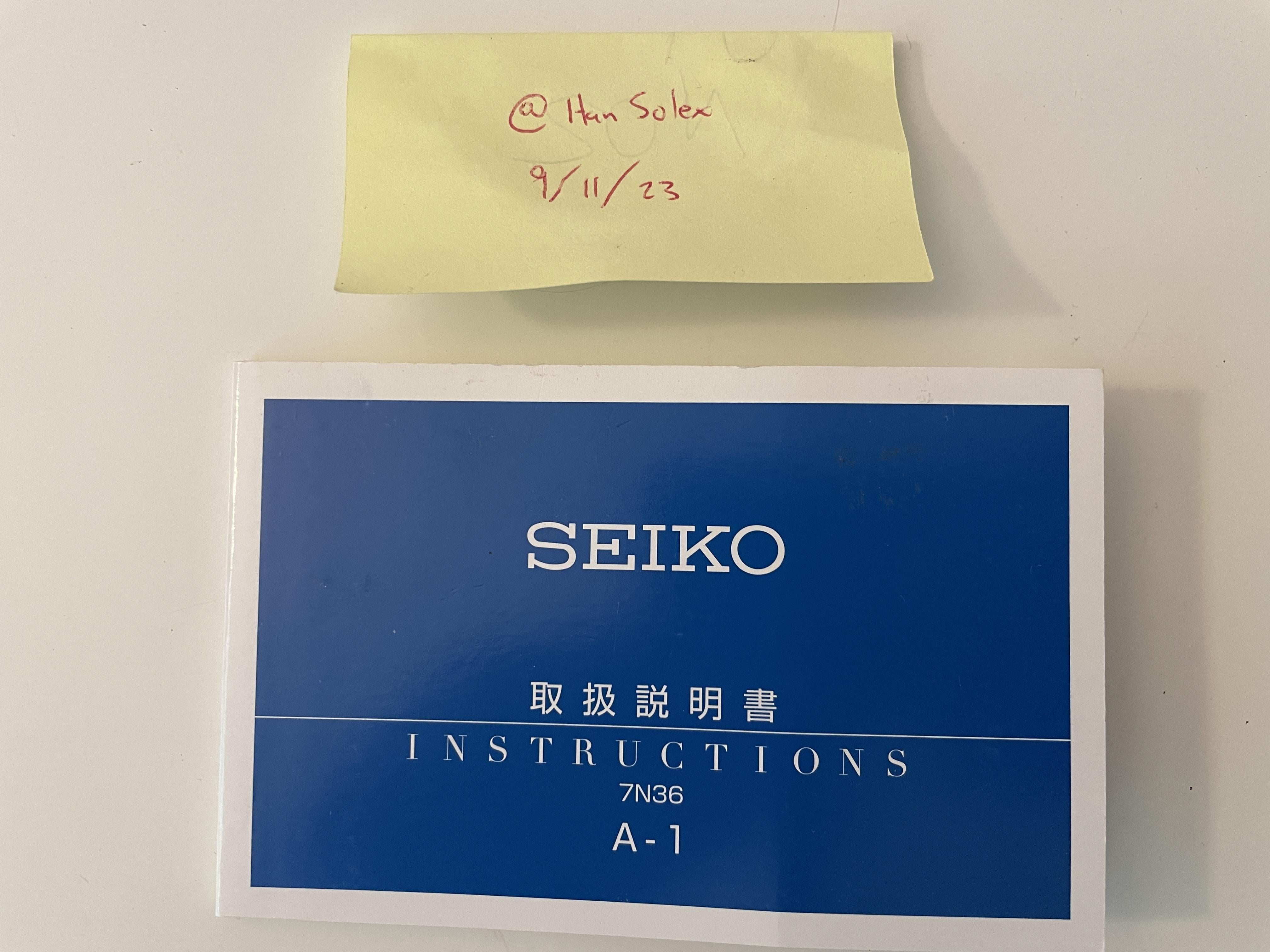 WTS Seiko 7N36 Manual in Japanese English free plus shipping