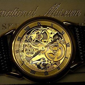 1989 Franklin Mint Swiss Made SKELETON 24 GOLD Plated Watch