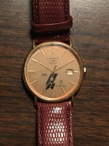 Longines Quartz 1988 Vintage 14k Gold Watch deBeer Paris Leather