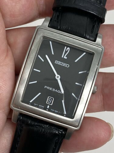 Seiko Presage Quartz 7N39 5B00 Date Black Dial Men s Watch New Band Battery Runs WatchCharts Marketplace