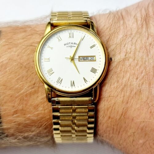 Rotary mens gold watch hot sale