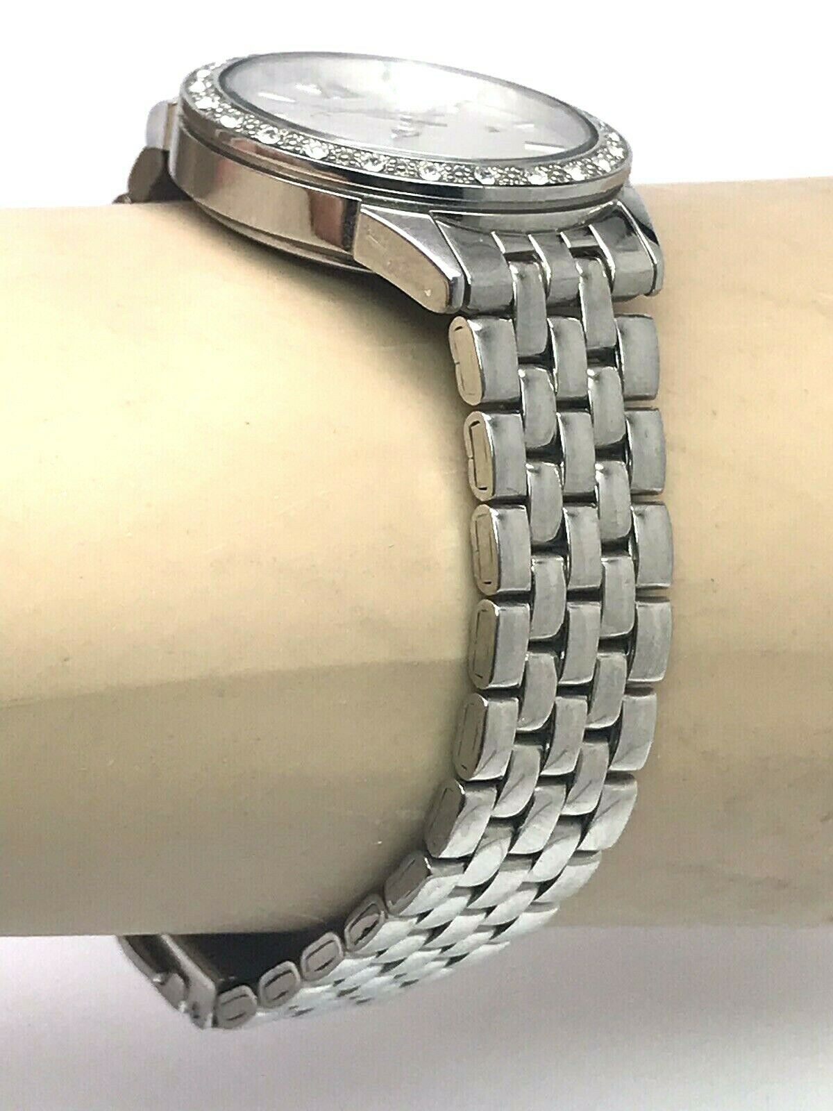 Seiko 6N22-00H0 Swarovski Stainless Steel Date Silver Tone Dial