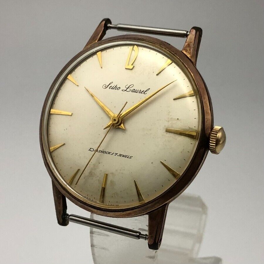 Vintage Seiko Laurel J14047 Rare Indices EGP Hand-Winding 17Jewels
