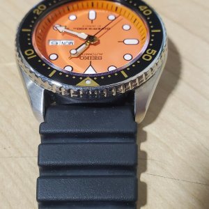 Seiko SKX011J Made in Japan Orange Dial 200M Men's Dive Watch DAL1BP Strap  | WatchCharts