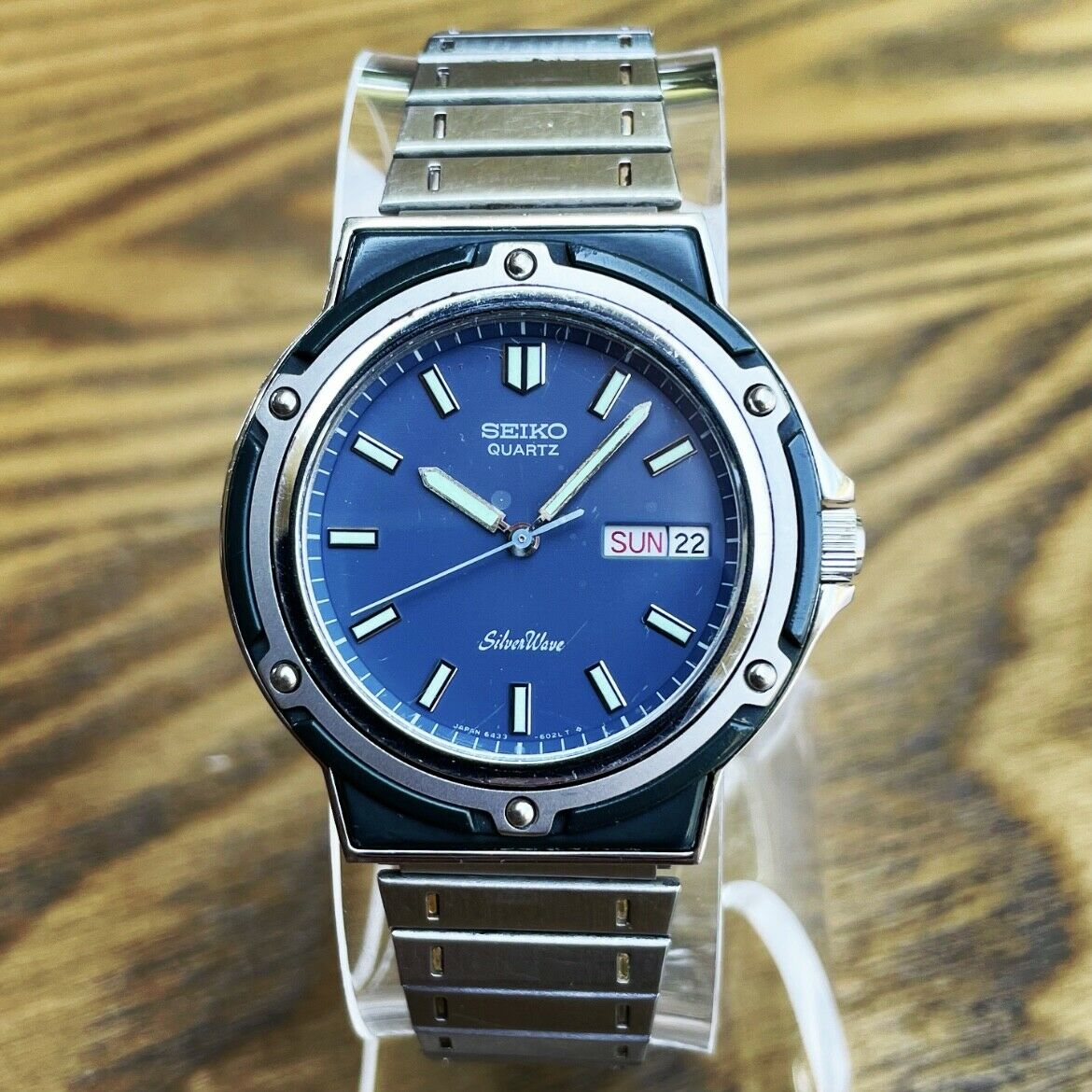 RARE Vintage 90s Seiko 6433-602A SilverWave Analog Quartz Watch