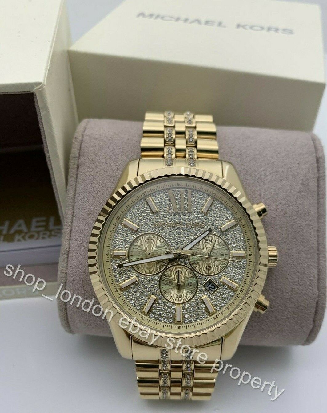 MICHAEL KORS MK8579 Gold Tone Crystal Lexington Chronograph Men's