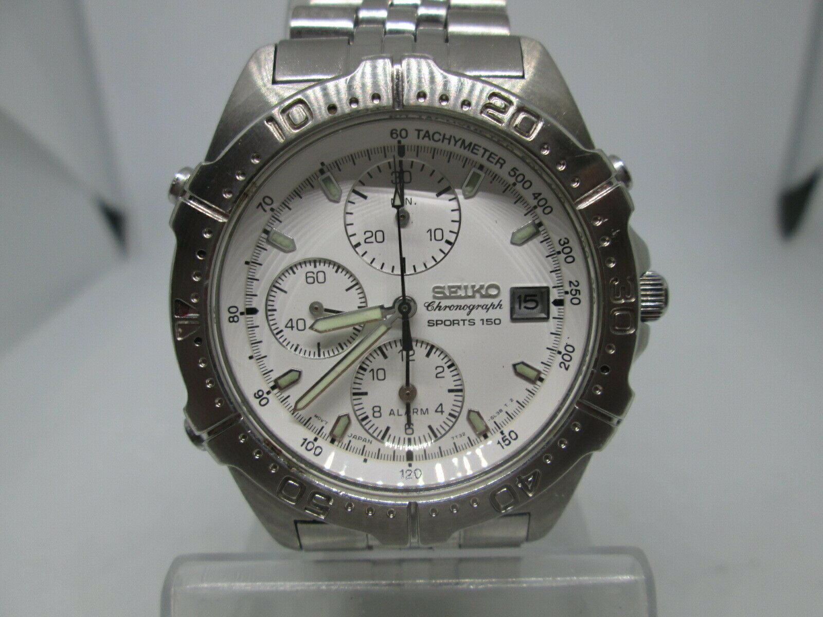 SEIKO 7T32 6H40 ALARM CHRONOGRAPH STAINLESS STEEL QUARTZ MENS