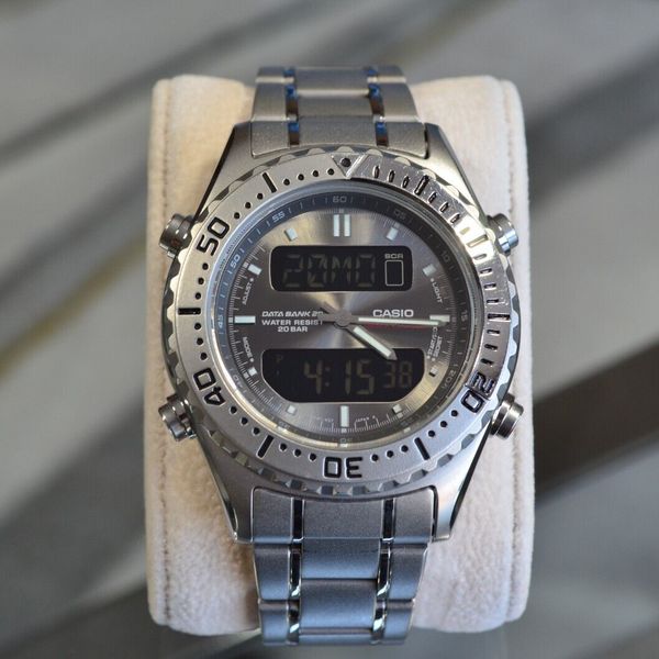 CASIO TIC-110 TIMBER CRUISER ANA/DIGI DATABANK VINTAGE WATCH PILOT ...