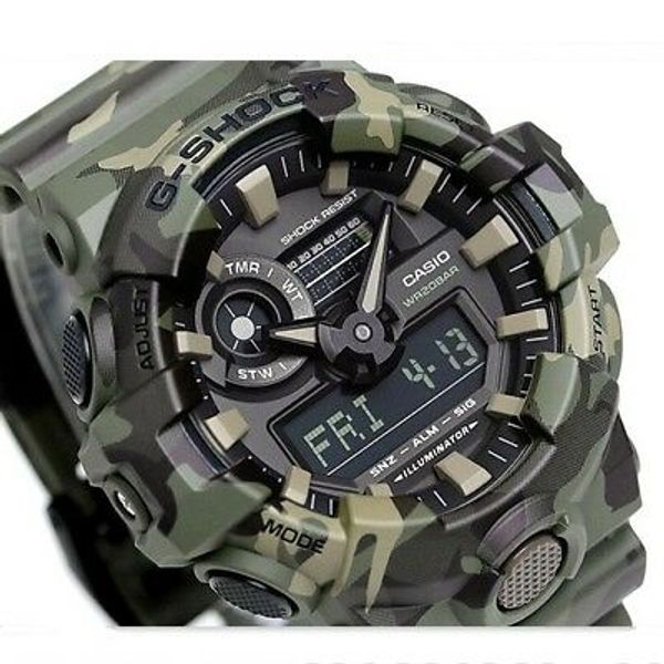 CASIO G-SHOCK, GA700CM-3A GA-700CM-3A, ANALOG DIGITAL, GREEN CAMOUFLAGE ...