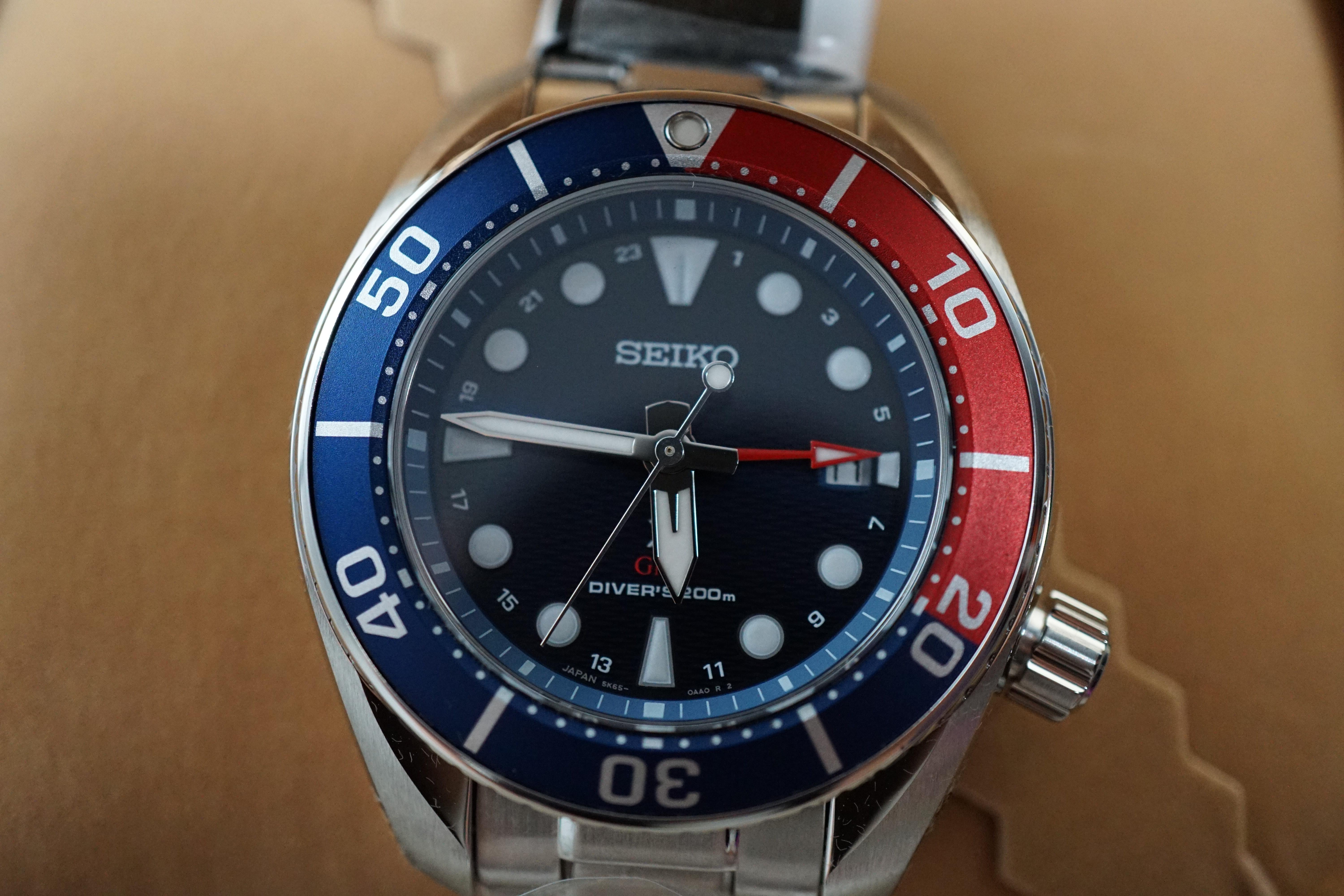 WTS New Seiko Prospex SBPK005 5K65 Solar Quartz GMT Pepsi Sumo