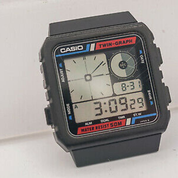 Rare Casio AE-20W Twin-Graph Men's Digital Wrist Watch Japan w/ Rough ...