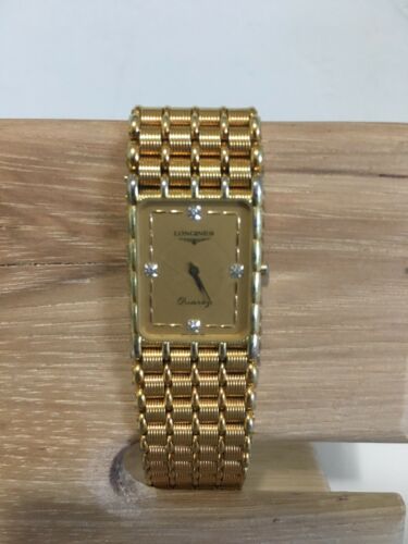 Vintage Longines MZ5712 Swiss 0961 Quartz Gold Tone diamond Mens