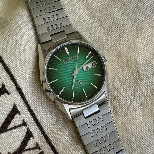Citizen Crystron Quartz Green Dial â 4-730640 GN-7W-S | Vintage Day ...