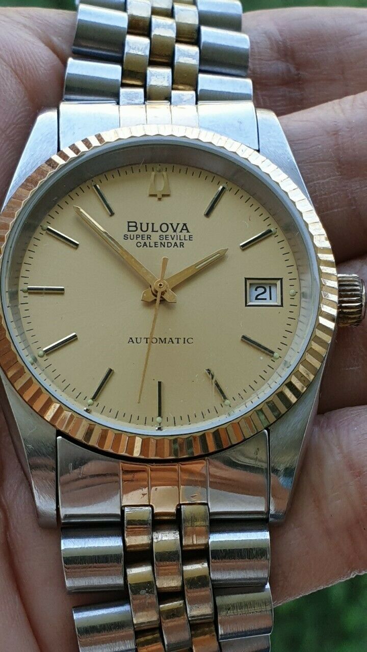 RARE VINTAGE MENS BULOVA SUPER SEVILLE CALENDAR AUTOMATIC
