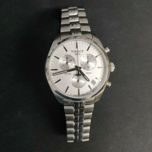 Tissot PR 100 Chronograph Grey Dial Silver Steel Strap Watch for Men - T101.417.11.071.00