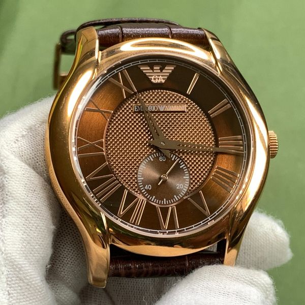 Emporio Armani Chronograph Brown Dial Brown Leather Strap Watch For Men - AR1701