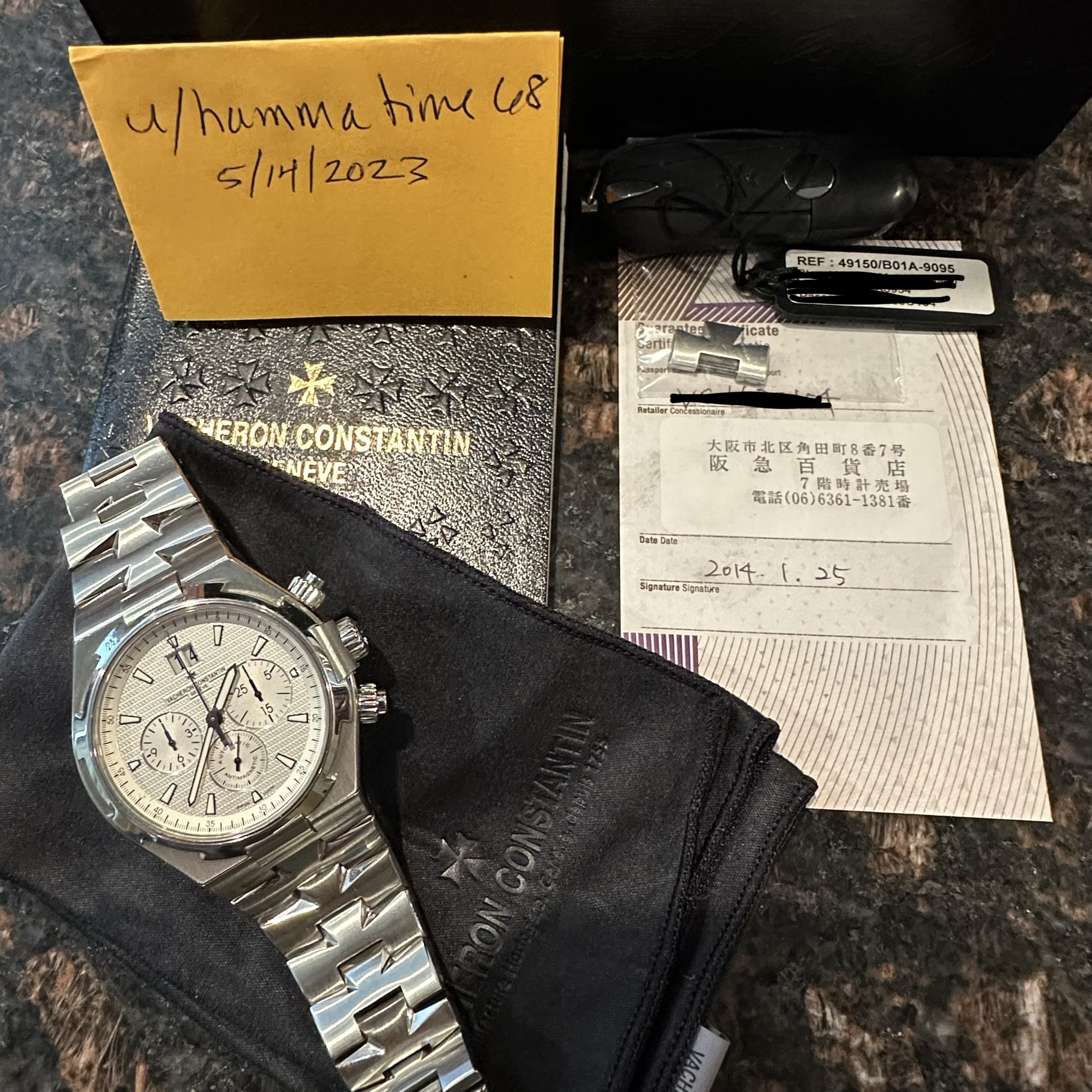 WTS] Vacheron Constantin Overseas Chronograph 49150 White Dial Box & Papers  Serviced! : r/Watchexchange