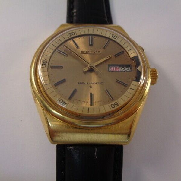 SEIKO BELL MATIC ALARM MENS WATCH DAY & DATE AUTOMATIC 4006-6070 gold dial  | WatchCharts