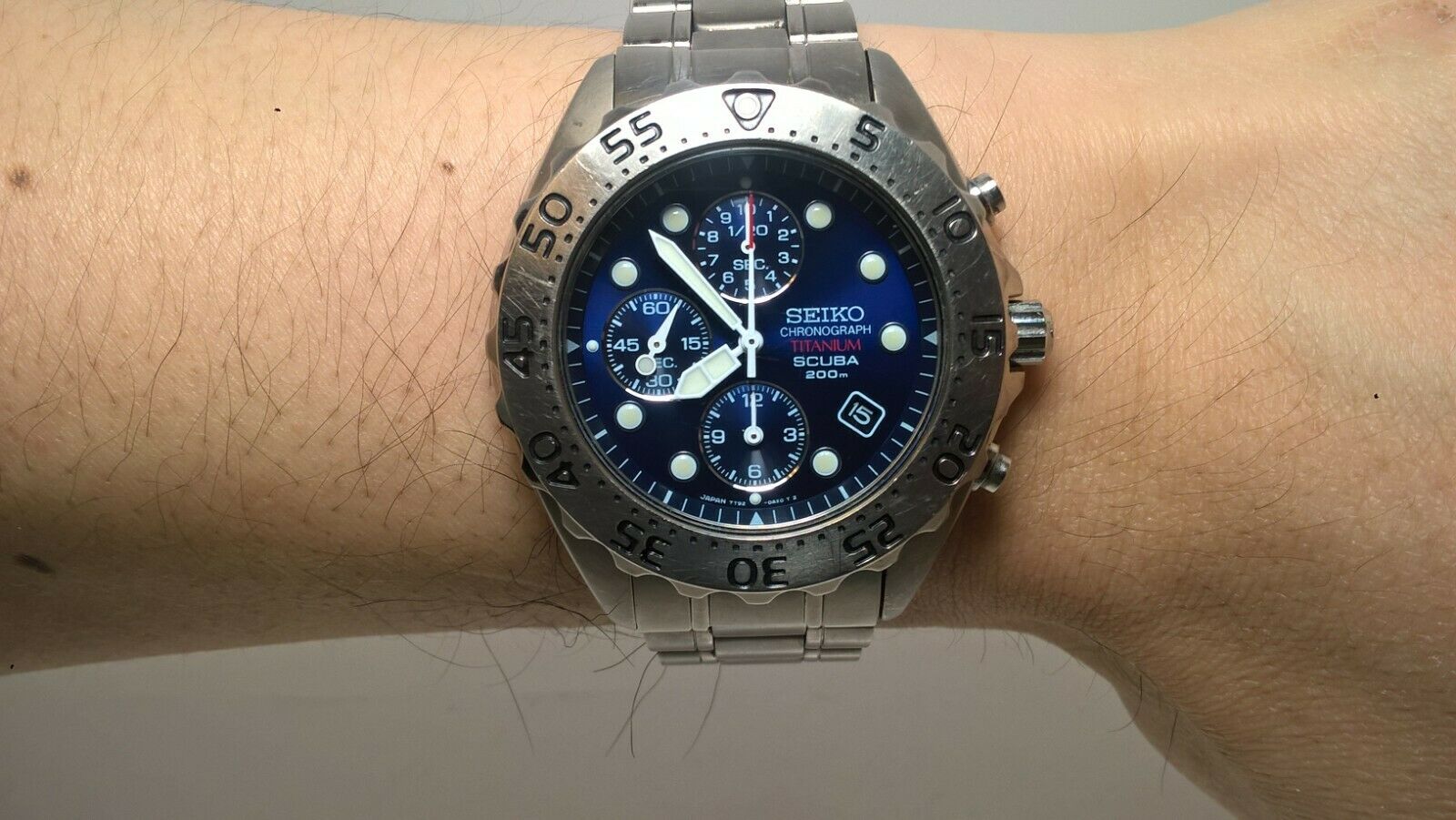 Rare Seiko Prospex SBDQ003 Blue 7T92-0BD0 ISO Scuba 200m Titanium Diver  Chrono | WatchCharts