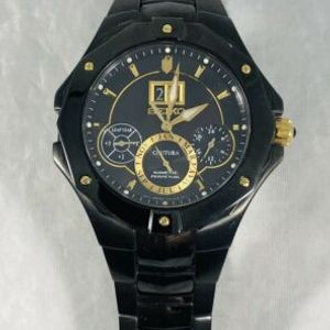 Seiko Coutura Kinetic Perpetual Watch Black Ion Finish 7D46-0AC0 Runs Well  | WatchCharts