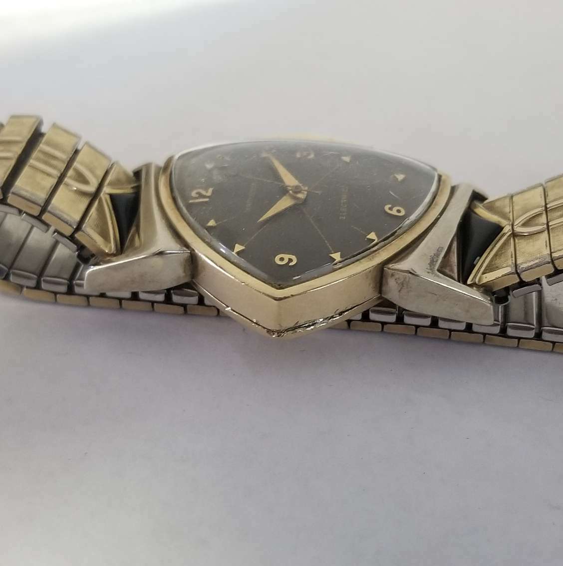 Vintage Hamilton 10k Gold Filled Electric Triangle Shape