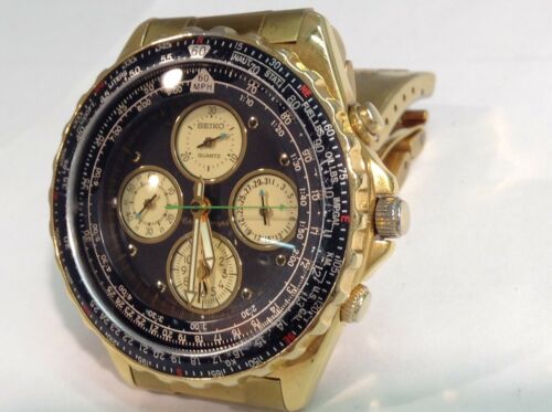 Vintage SEIKO 7T34-6A09 FLIGHTMASTER CHRONOGRAPH 41mm Dual Time GMT w/  Alarm! | WatchCharts