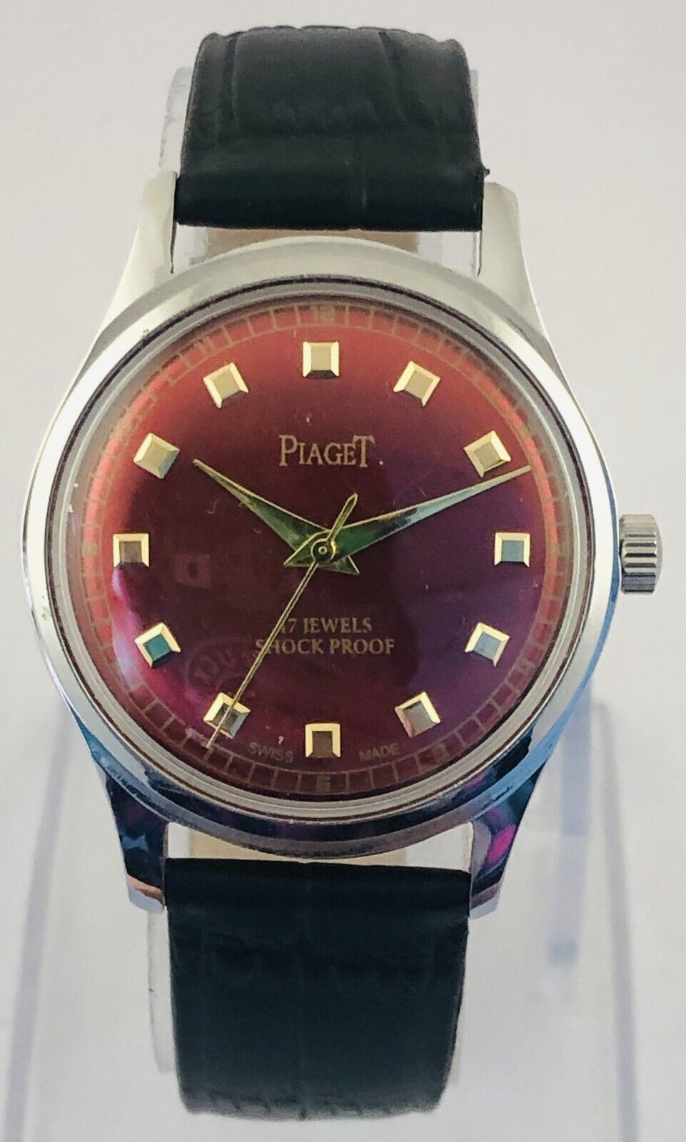 Vintage Piaget Men Hand Winding 17 Jewels Red Dial Watch Recently