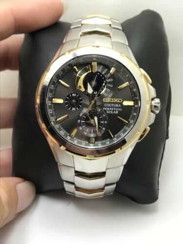 Seiko Coutura Solar Chronograph Two Tone SS Men's Watch SSC376  PARTS/REPAIR-H50 | WatchCharts