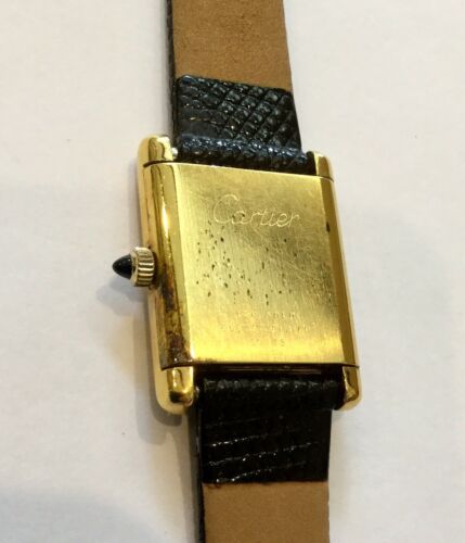 CARTIER Vintage Ladies Tank Watch 18K Gold Electroplated Hand ...