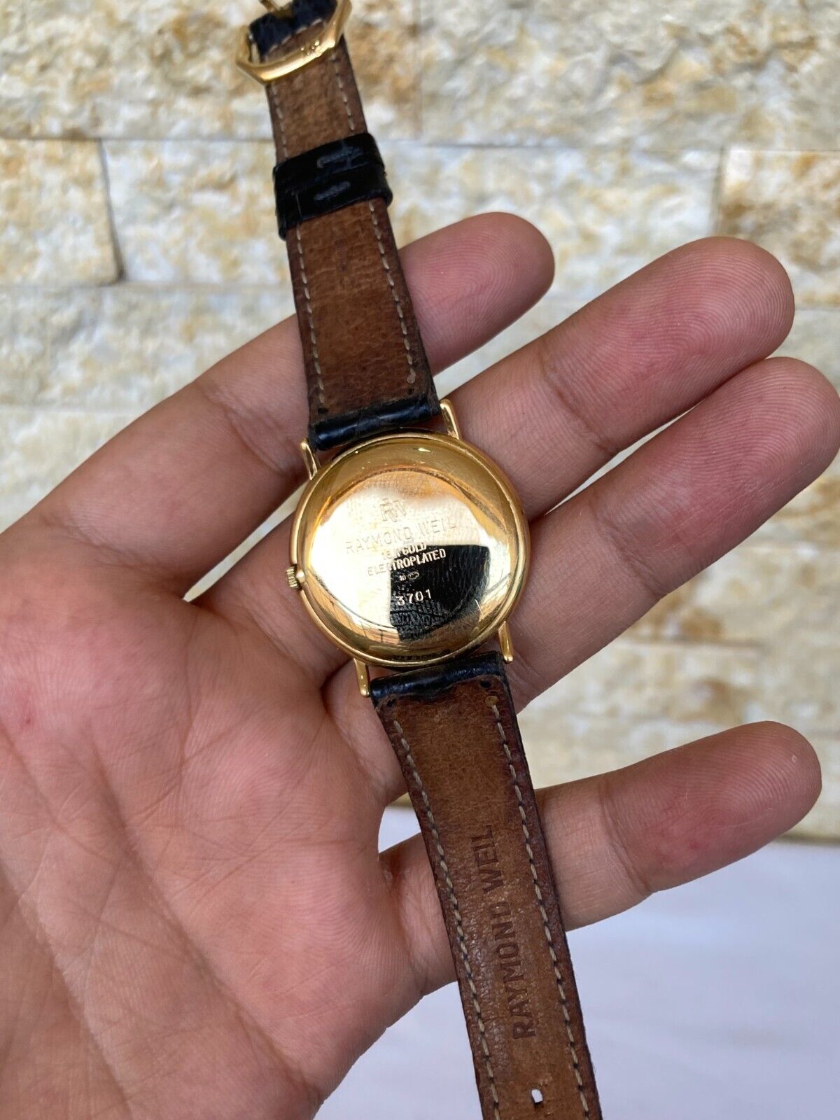 VINTAGE RAYMOND WEIL GENEVE WATCH QUARTZ 3701 18K GOLD