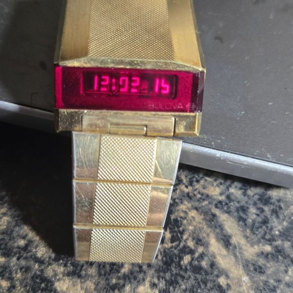 Bulova 1977 Red LED Drivers Computron Watch Gold Tone Mens Watch ...