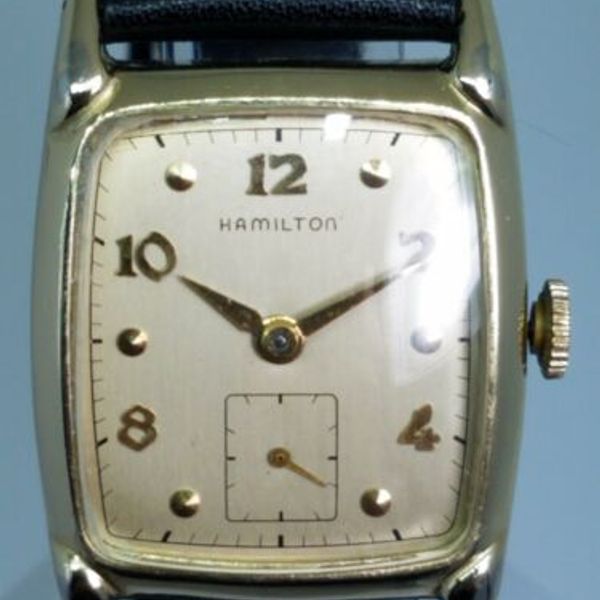 VINTAGE MENS 1948 HAMILTON "DEXTER" 17J 14K GOLD FILLED CAL.747 RUNNING